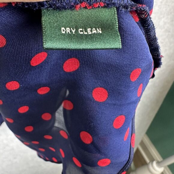 Ralph Lauren Womens Plus 2X Polka Dot Blouse Top Shirt Sleeveless Blue Red Sheer - Picture 9 of 10